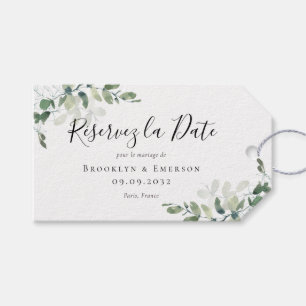 Étiquettes-cadeau Eucalyptus Aquarelle Mariage Faire-Part de Date de