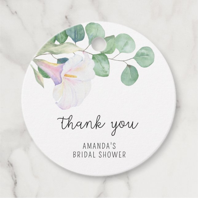 Étiquettes Cadeau Eucalyptus - calla - remerciement pour baby shower (Devant)