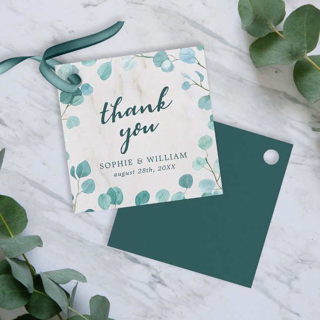 Étiquettes Cadeau Eucalyptus et Marbre Merci (Créateur téléchargé)