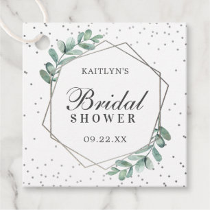 Étiquettes Cadeau Eucalyptus Géométrique Mariage Fête Argent Papier 