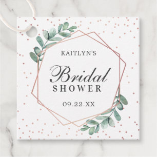 Étiquettes Cadeau Eucalyptus Géométrique Rose Or Feuille Mariage