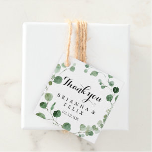 Étiquettes Cadeau Eucalyptus Moderne Calligraphie Mariage Favor Tags