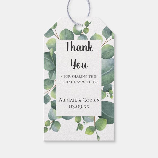 Étiquettes-cadeau Eucalyptus moderne Foliage Mariage Favoriser Merci (Devant)
