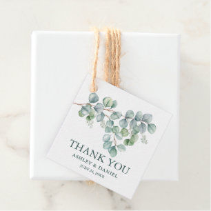 Étiquettes Cadeau Eucalyptus moderne Merci vert Twine Mariage