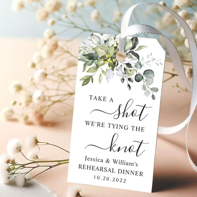 Étiquettes-cadeau Eucalyptus Prenez un Shot Nous Nous Marions (Créateur téléchargé)