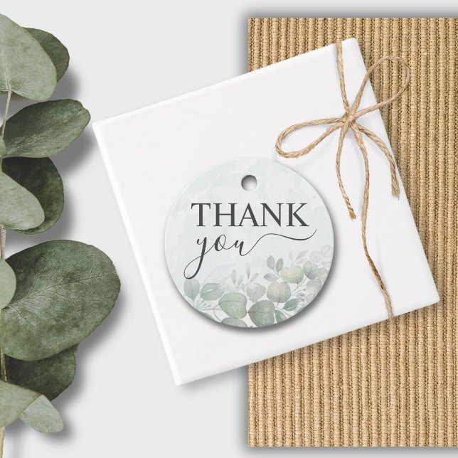 Étiquettes Cadeau Eucalyptus Rustique Mariage aquarelle (Créateur téléchargé)