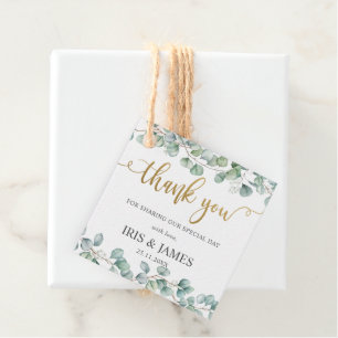 Étiquettes Cadeau Eucalyptus rustique verdure Merci Mariage feuillu