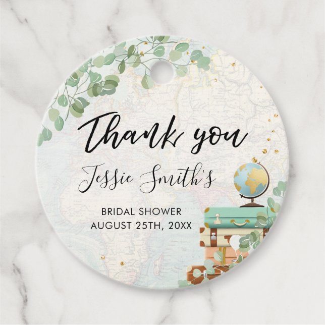 Étiquettes Cadeau Eucalyptus Végétalien Voyage Favor Mariage Shower  (Devant)