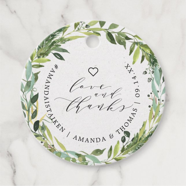 Étiquettes Cadeau Eucalyptus verdure amour et merci Merci (Devant)