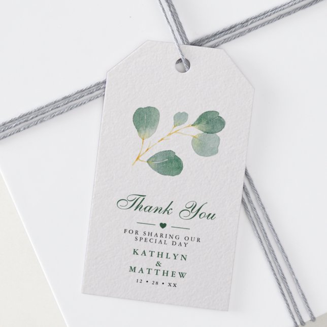Étiquettes-cadeau Eucalyptus verdure Élégant Merci de mariage (Créateur téléchargé)