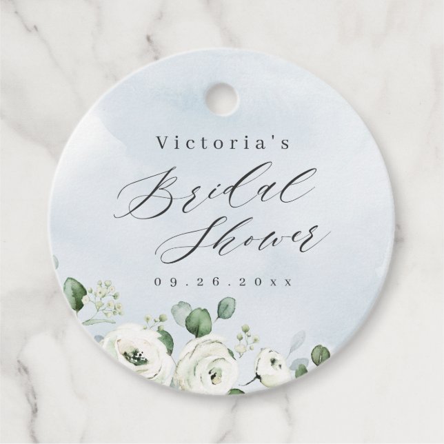 Étiquettes Cadeau Eucalyptus verdure fleurie rustique nuptiale douch (Devant)