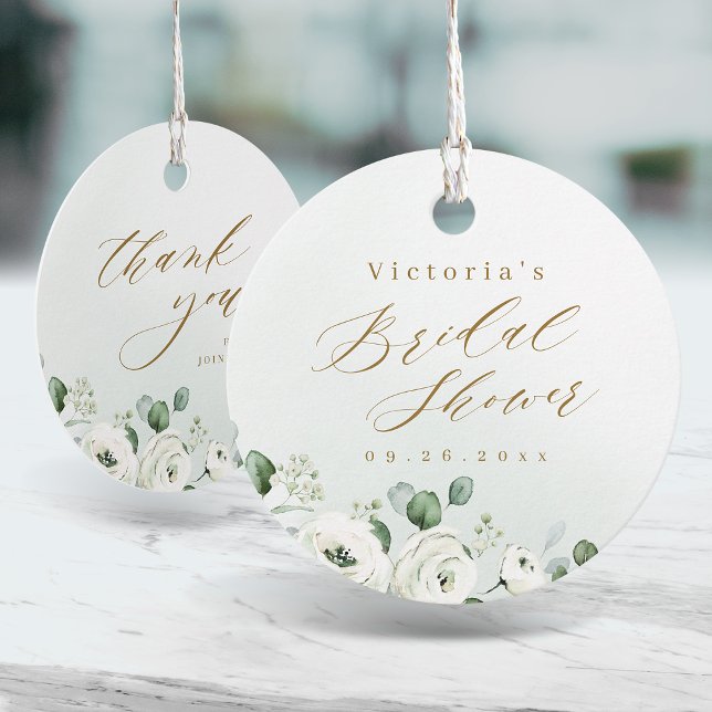Étiquettes Cadeau Eucalyptus verdure fleurie rustique nuptiale douch (Eucalyptus greenery floral rustic bridal shower favor tags)