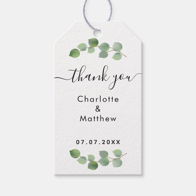 Étiquettes-cadeau Eucalyptus verdure merci mariage (Devant)
