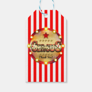Étiquettes-cadeau Événement de fête de cirque décoration rayée rouge