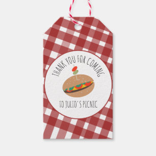 Étiquettes-cadeau Événement sandwich de pique-nique BBQ pour la fête
