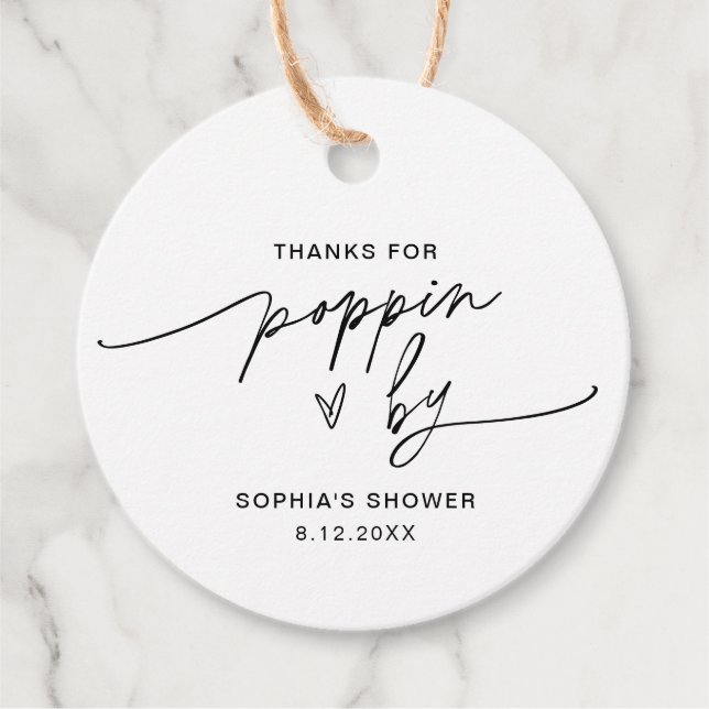 Étiquettes Cadeau EVERLEIGH Favor de Popcorn Merci d'être passé (Devant)