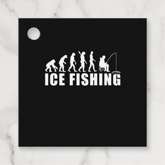 Étiquettes Cadeau Évolution de la pêche sur glace Fisher (Devant)