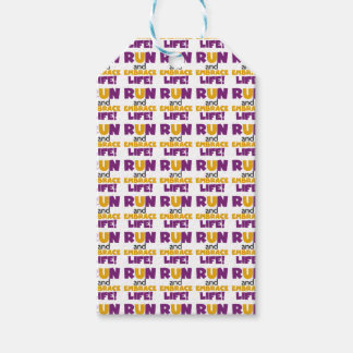 Étiquettes-cadeau Exécuter Embrasser la vie violet jaune