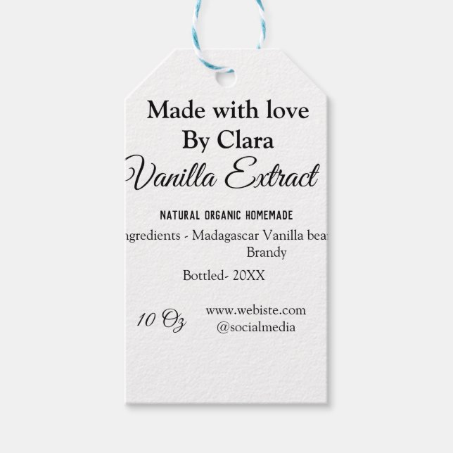 Étiquettes-cadeau Extrait de vanille fait maison ajouter les ingrédi (Devant)