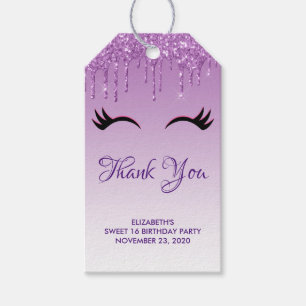 Étiquettes-cadeau Eyelashes Noir élégant et Merci de Parties scintil