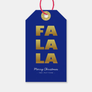Étiquettes-cadeau Fa La La   Fun Christmas Blue & Gold