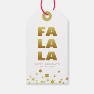 Étiquettes-cadeau Fa La La   Fun Christmas White & Gold Mini