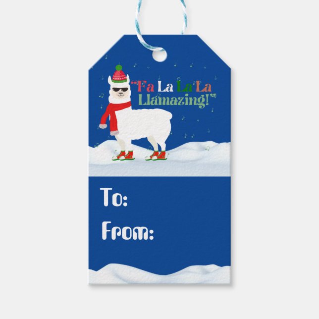 Étiquettes-cadeau Fa La La Lama Christmas Carol (Devant)