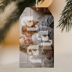 Étiquettes-cadeau Fa La La Typographie Superposée' Photo Noël