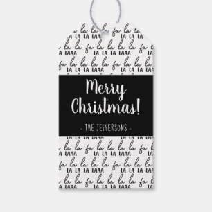 Étiquettes-cadeau Fa moderne noir et blanc La La La Christmas Wrapp
