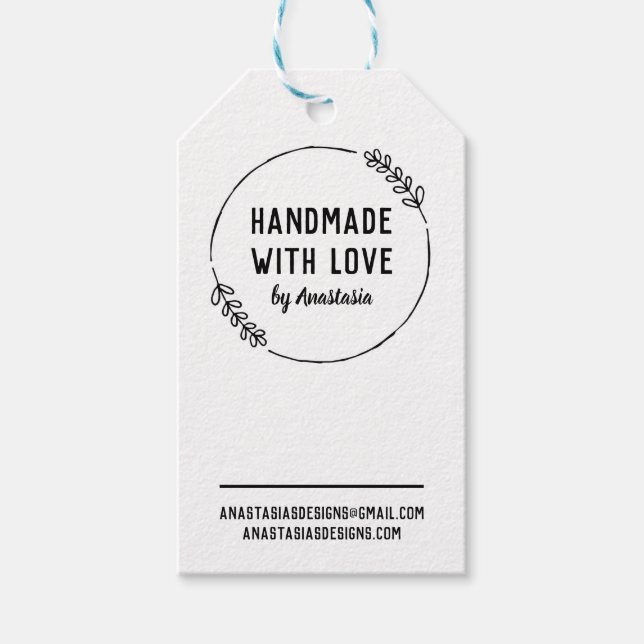 Étiquettes-cadeau Fabriqué à la main avec amour Doodle Wreath Craft  (Devant)