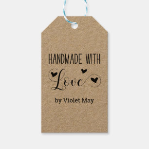 Étiquettes-cadeau Fabriqué à la main avec amour - Elegant Rustique K