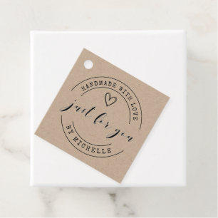 Étiquettes Cadeau Fabriqué à la main avec amour Élégant Script Favor