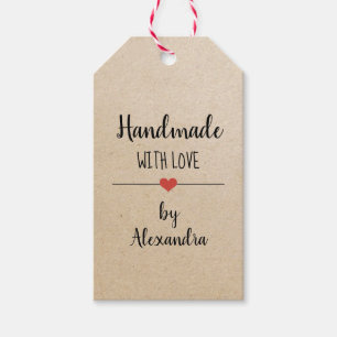 Étiquettes-cadeau Fabriqué à la main avec amour kraft script étiq