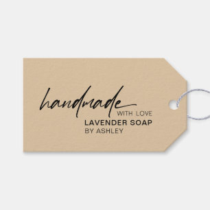 Étiquettes-cadeau Fabriqué à la main avec amour Script manuscrit