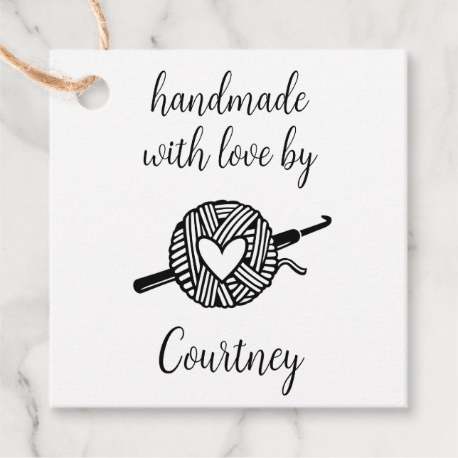 Étiquettes Cadeau Fabriqué à la main avec Crochet d'amour (Devant)