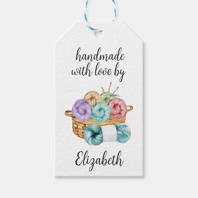 Étiquettes-cadeau Fabriqué à la main avec Crochet d'amour (Devant)