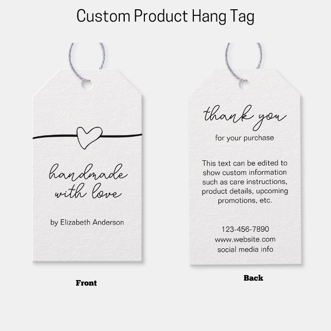 Étiquettes-cadeau Fabriqué à la main avec le nom d'amour Merci de co (Créateur téléchargé)