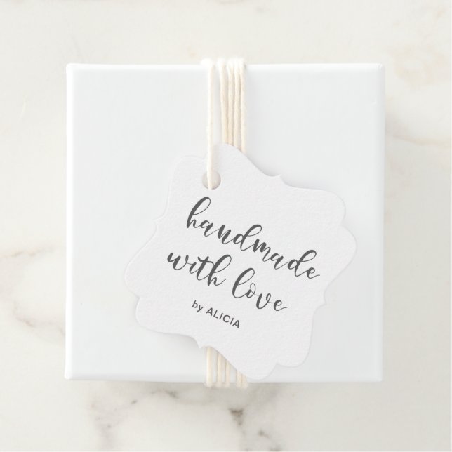 Étiquettes Cadeau Fabriqué à la main avec Love Pastel (En situation)