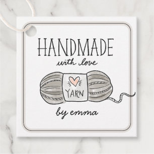 Étiquettes Cadeau Fabriqué à la main avec Tricot Love Merci