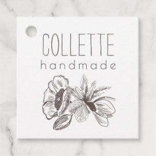 Étiquettes Cadeau Fabriqué à la main par le logo de la Fleur Balises