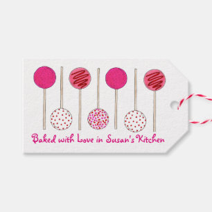 Étiquettes-cadeau Fabriqué avec amour Pop de gâteau rose fait maison