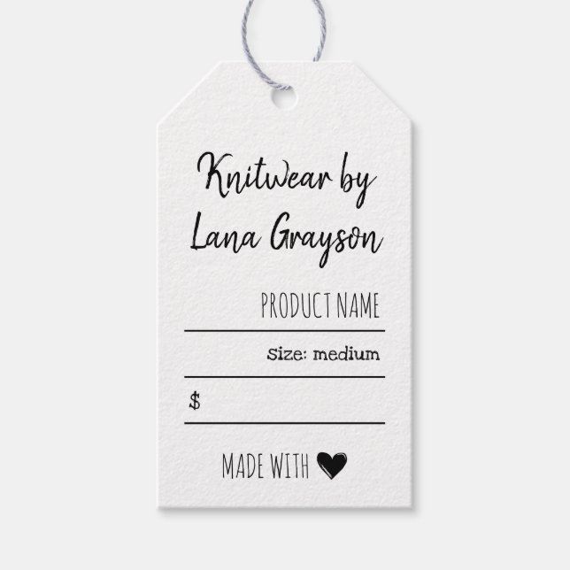 Étiquettes-cadeau Fabriqué avec amour Prix des médias sociaux (Devant)