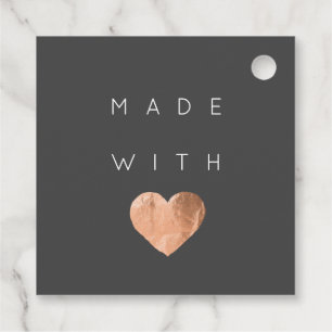 Étiquettes Cadeau Fabriqué Avec Amour Simple Coeur Noir Web Réductio