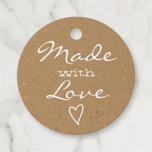 Étiquettes Cadeau Fabriqué avec amour Tag Coeur Brown papier Kraft r