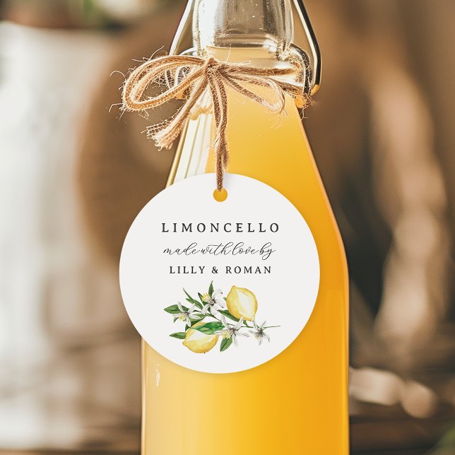 Étiquettes Cadeau Fabriqué avec l'amour ronde Limoncello (Créateur téléchargé)