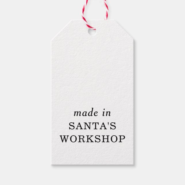Étiquettes-cadeau Fabriqué En Père Noël Atelier Script de Noël (Devant)