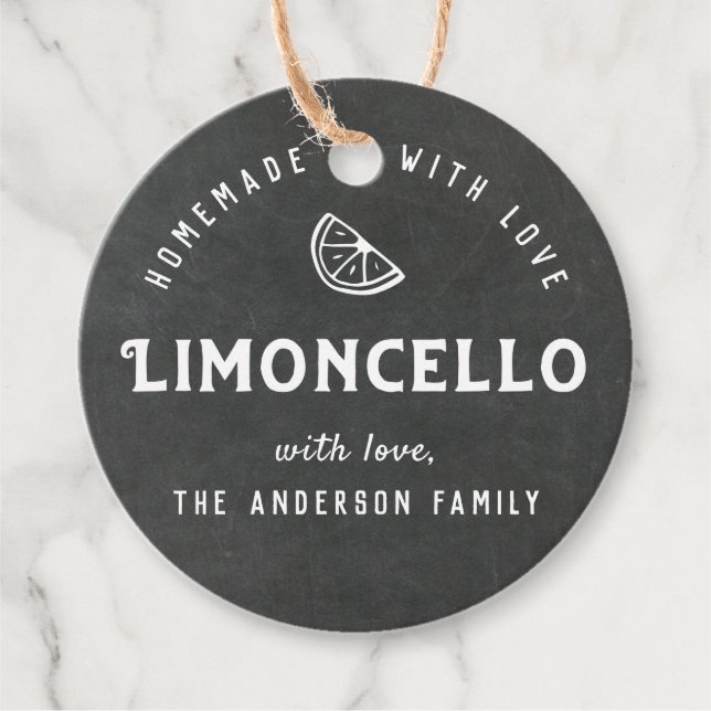 Étiquettes Cadeau Fabriqué maison avec Love Limoncello Chalkboard mo (Devant)