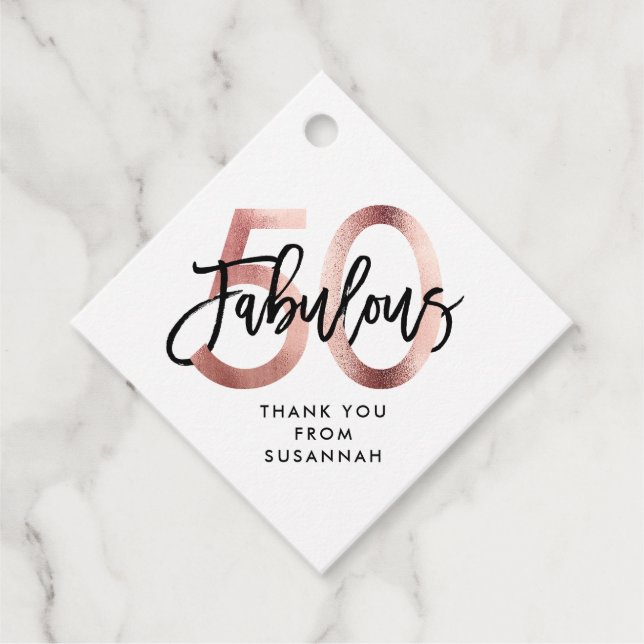 Étiquettes Cadeau Fabuleux 50ème | Moderne Elegant Rose Gold Anniver (Devant)
