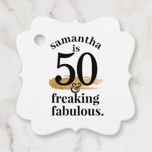 Étiquettes Cadeau Fabuleux anniversaire noir Merci blanc