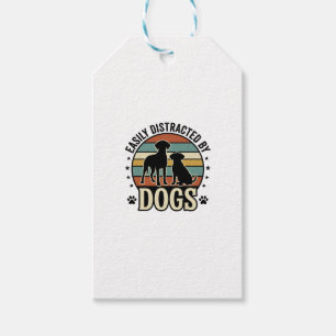 Étiquettes-cadeau Facilement distrait par les chiens Design silhouet
